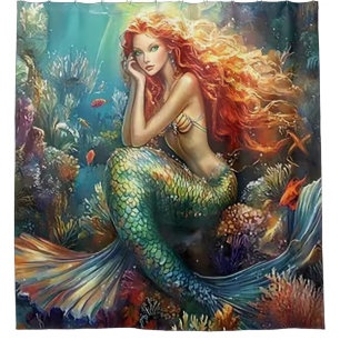 Vibrant Underwater Mermaid Shower Curtain