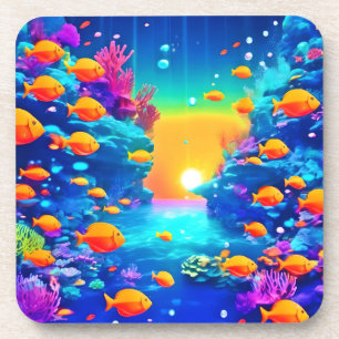 Vibrant Underwater Paradise Found Coaster