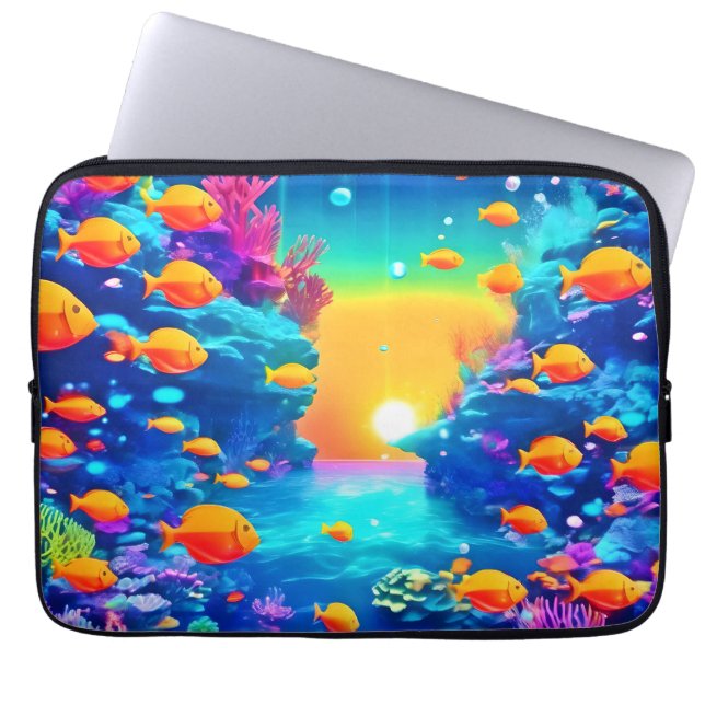 Vibrant Underwater Paradise Found Laptop Sleeve (Front)