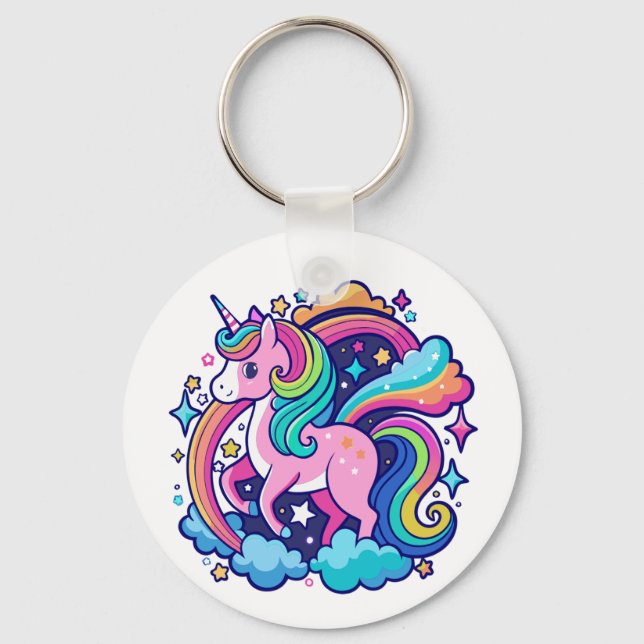 Vibrant Unicorn Fantasy Key Ring (Front)