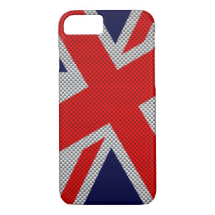 Vibrant Union Jack on Carbon Fibre Style Print Case-Mate iPhone Case