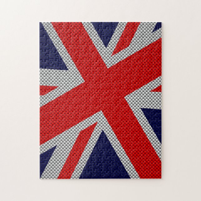 Vibrant Union Jack on Carbon Fibre Style Print Jigsaw Puzzle (Vertical)