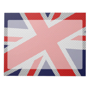 Vibrant Union Jack on Carbon Fibre Style Print Notepad