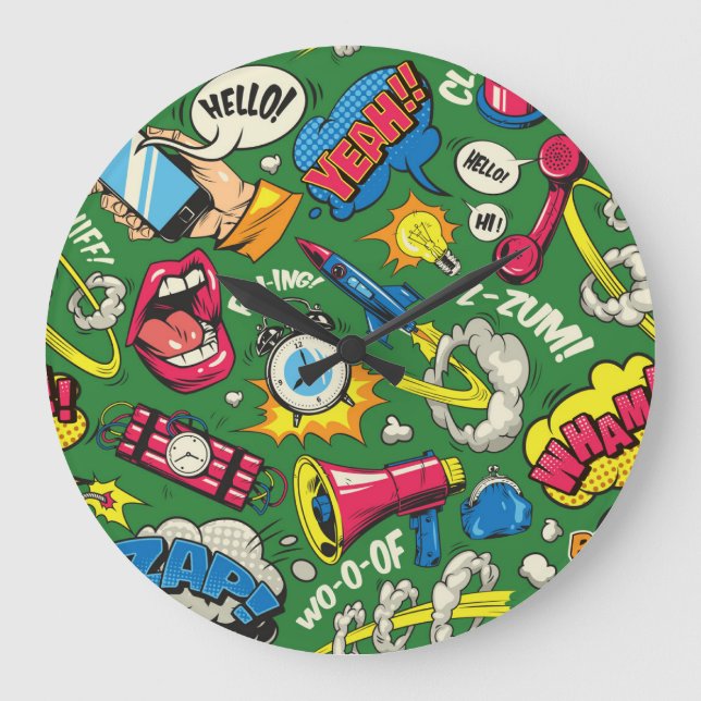 Vibrant Urban Retro Pop Art  Large Clock (Front)