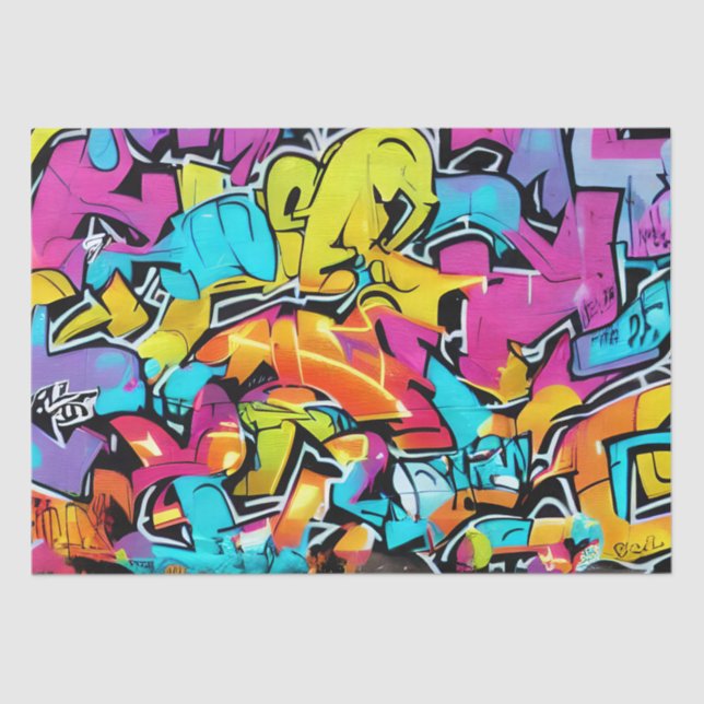 Vibrant Urban Street Art Graffiti Design Tissue Paper (Front)