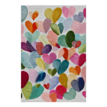 Vibrant Valentine Poster – Fantasy Hearts Design 