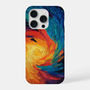 Vibrant Van Gogh Inspired Abstract Oil Paint Swirl iPhone 15 Pro Case