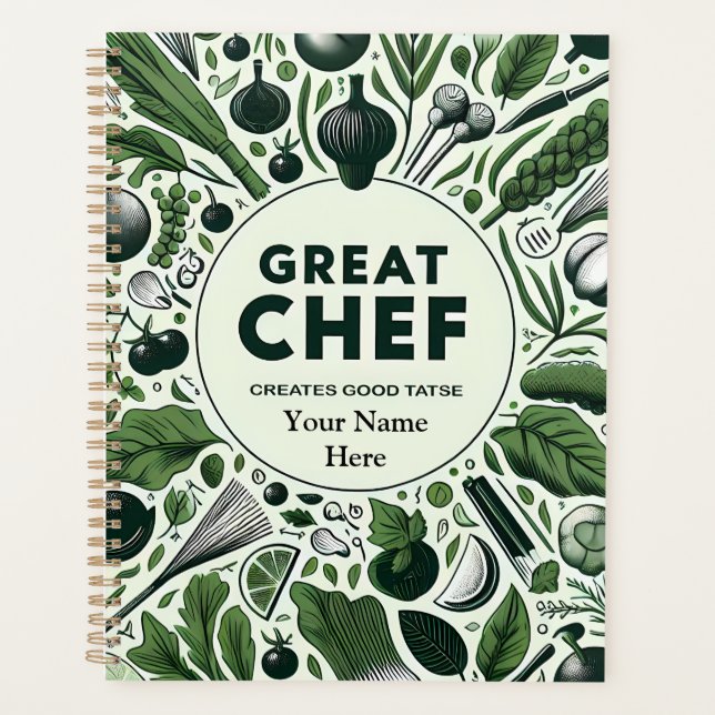 Vibrant Veggie Great Chef Typography Design Planner (Front)