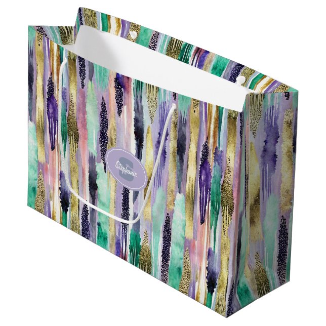 Vibrant Vertical Brushstroke Pattern (1) Large Gift Bag (Front Angled)