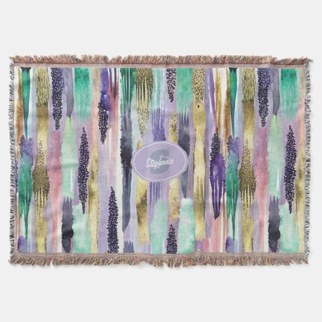 Vibrant Vertical Brushstroke Pattern (1) Throw Blanket (Front)