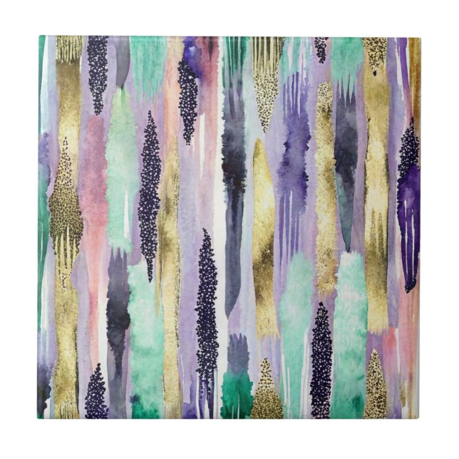Vibrant Vertical Brushstroke Pattern (1) Tile (Front)