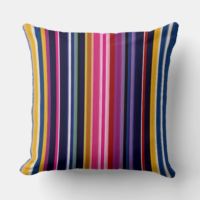 Vibrant Vertical Stripe Modern Throw Pillow (Front)
