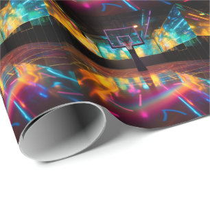 Vibrant Victory Basketball Wrapping Paper