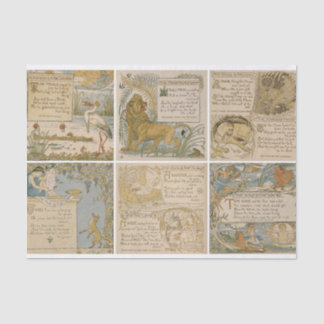 Vibrant Vintage Aesop's Fables Backgrounds Artist Tissue Paper