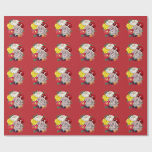 Vibrant Vintage Botanical Wildflower Bouquet Wrapping Paper