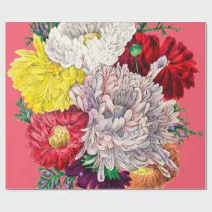 Vibrant Vintage Botanical Wildflower Bouquet Wrapping Paper