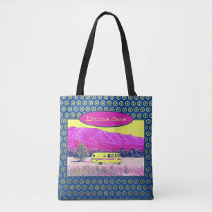 Vibrant Vintage Camper Van Travel Tote Bag