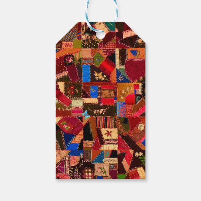Vibrant Vintage Crazy Quilt Gift Tags (Front)