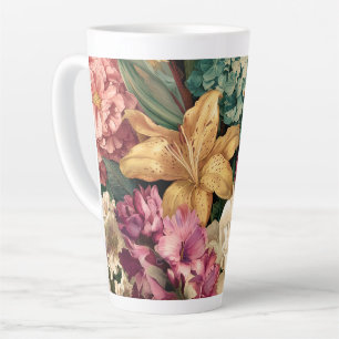 Vibrant Vintage Floral Arrangement Latte Mug