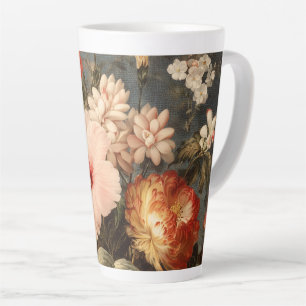 Vibrant Vintage Floral Arrangement Latte Mug