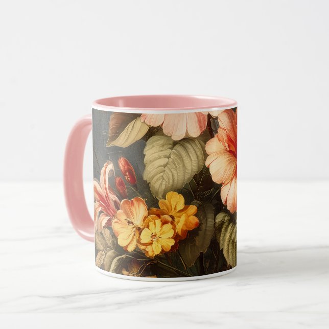 Vibrant Vintage Floral Arrangement Mug (Front Left)