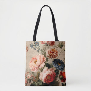 Vibrant Vintage Floral Arrangement Tote Bag