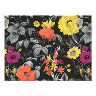 Vibrant Vintage Floral Art Photo Print