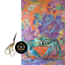 Vibrant Vintage Floral King Crab Decoupage