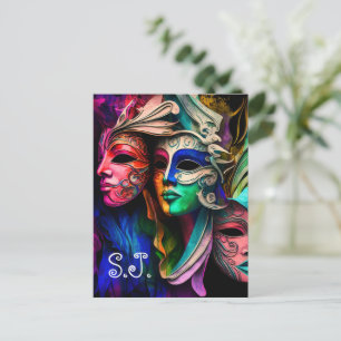 Vibrant Visions of Venetian Masks  Postcard
