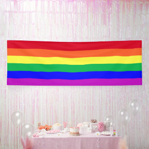 Vibrant Vivid Colors LGBTQ Classic Rainbow Stripes Banner