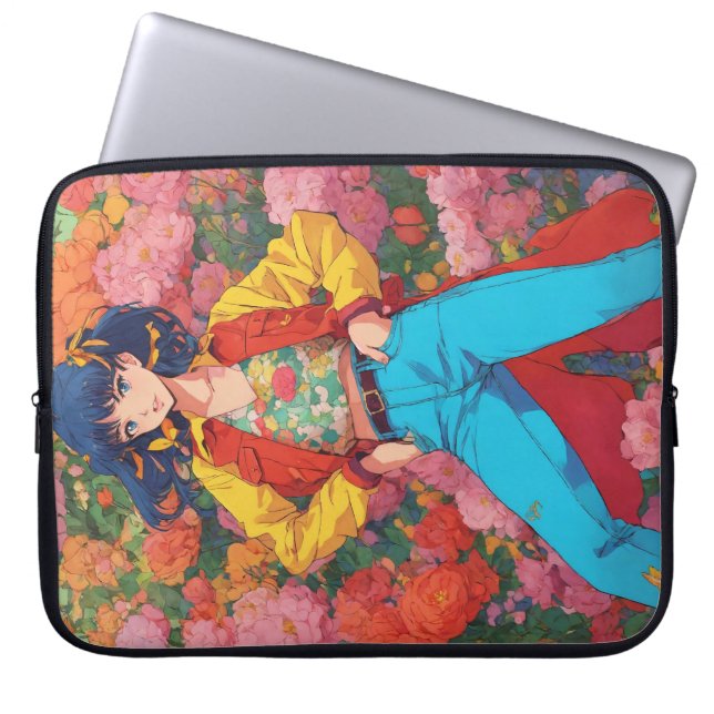 "Vibrant Vogue: Colourful Girl Laptop Bag" Sleeve (Front)