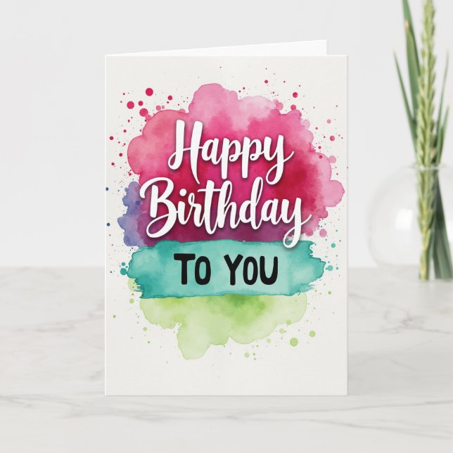 Vibrant Wash Birthday Card (Front)