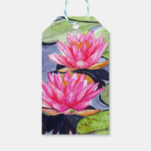 Vibrant Water Lilies on Tranquil Pond Gift Tags