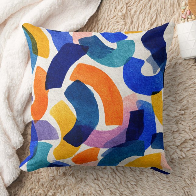 Vibrant Watercolor Abstract | Modern Artistic Cushion (Blanket)