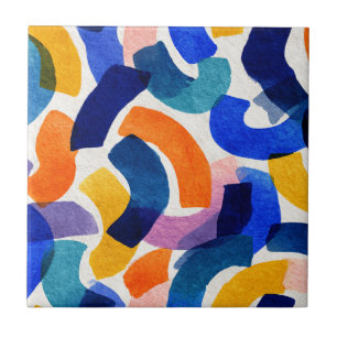Vibrant Watercolor Abstract Modern Artistic Tile