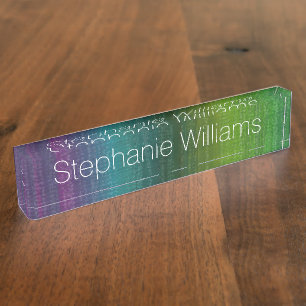 Vibrant Watercolor Abstract Stripes Custom Name Nameplate