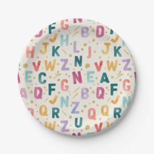 Vibrant Watercolor Alphabet Paper Plate