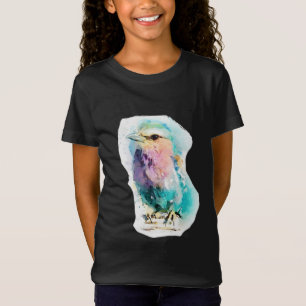 Vibrant Watercolor Bird Black Graphic Tee Artistic