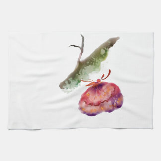 Vibrant Watercolor Butterfly Botanical Aprons  Tea Towel