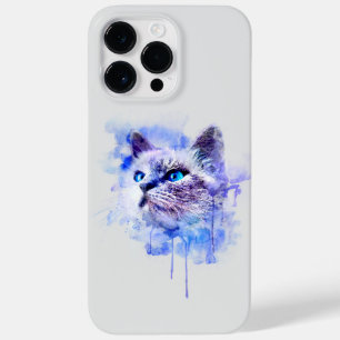 Vibrant Watercolor Cat Face T-Shirt Case-Mate iPhone 14 Pro Max Case