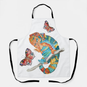 Vibrant Watercolor Chameleon Apron