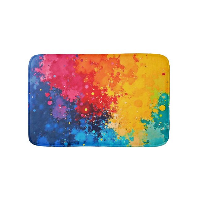 Vibrant Watercolor Chaos Art Bath Mat (Front)