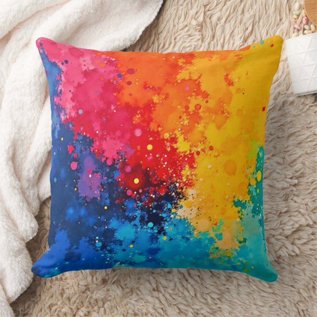 Vibrant Watercolor Chaos Art Cushion (Blanket)