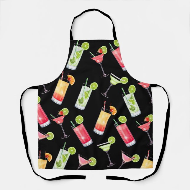 Vibrant Watercolor Cocktails Apron (Front)
