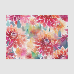 Vibrant Watercolor Dahlia Tissue Paper