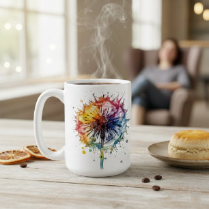 Vibrant Watercolor Dandelion Coffee Mug