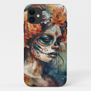 Vibrant Watercolor Dia de los Muertos Catrina Case-Mate iPhone Case