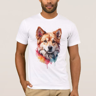 Vibrant Watercolor Dog Loyal Companion Art T-Shirt