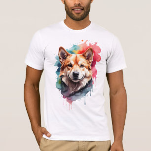 Vibrant Watercolor Dog Loyal Companion Art T-Shirt