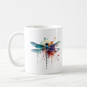 Vibrant Watercolor Dragonfly Coffee Mug